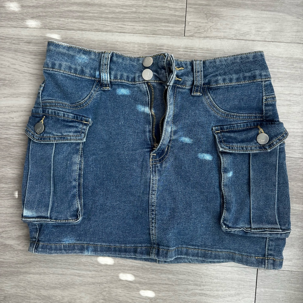 Blue Women's Denim Cargo Skirt